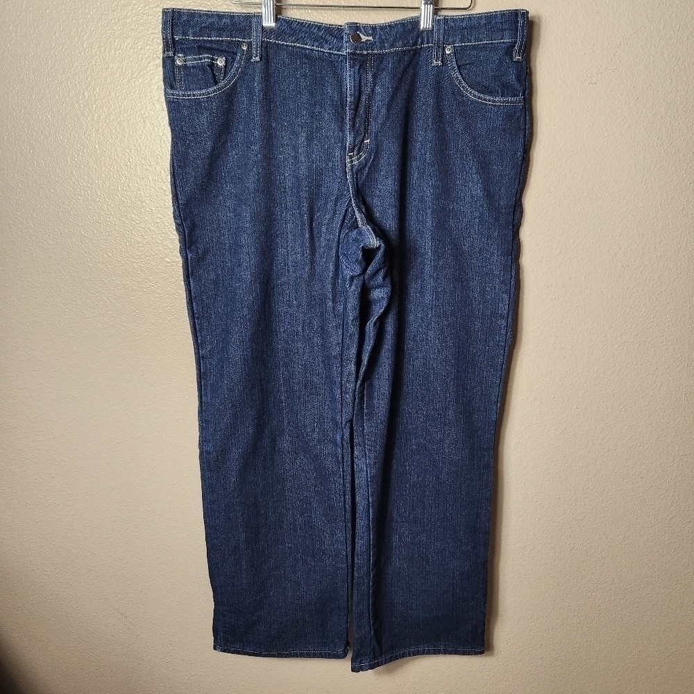 Dickies Women Dark Wash Straight Leg Flannel Lined Jeans-Size 18